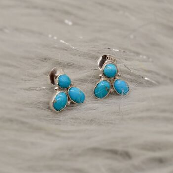 Turquoise Silver Stud Earrings, 3 of 5