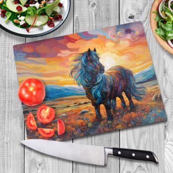 Shetland Pony Textured Glass Chopping Board, 2 of 8