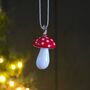 Red And White Glass Mushroom Hanging Decoration, thumbnail 1 of 2