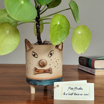 Handmade Teacher Thank You Gift Plant Pencil Pot Dog, 5 of 7