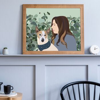 Pet Portrait In Nature Leaves Custom Dad Gift, 5 of 8