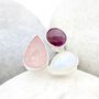 Ruby, Moonstone And Rose Quartz Adjustable Silver Ring, thumbnail 1 of 7
