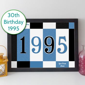 30th Birthday Print Or Card Personalised Gift 1995, 12 of 12