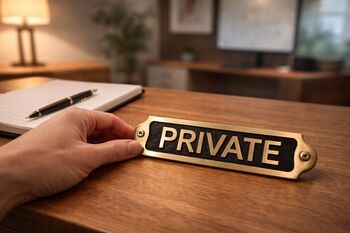 Brass Private Door Sign Plaque With Black Finish, 3 of 9