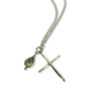 Silver Cross And Moonstone Necklace, thumbnail 1 of 2