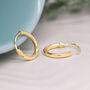 Mini Yellow Gold Plated Huggie Hoop Sleeper Earrings, thumbnail 4 of 8