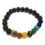 Buddha Chakra Gemstone Lava Stone Beaded Bracelet, thumbnail 2 of 3