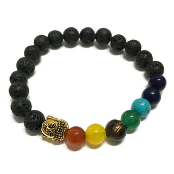 Buddha Chakra Gemstone Lava Stone Beaded Bracelet, 2 of 3