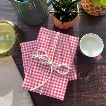 Red Gingham Paper Fibre Wrapping/Patterned Paper Sheet, 4 of 10