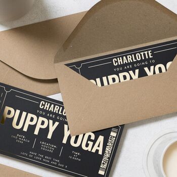 Personalised Puppy Yoga Gift Voucher, 7 of 9