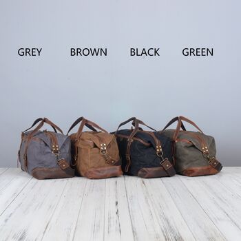 Classic Vintage Look Waxed Canvas Duffle Bag, 2 of 12