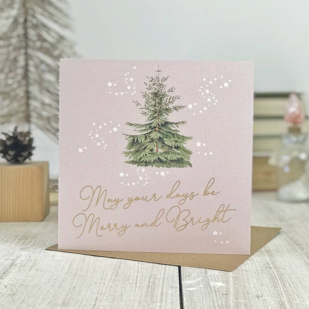 merry and bright christmas botanical gold greeting card by lucy ledger ...