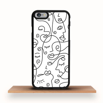 Abstract Art Line Faces iPhone Case Two Designs Options, 3 of 4