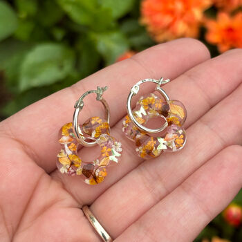 Autumn Mushroom Floral Huggie Earrings, 5 of 6