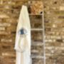 Long Organic Cotton Robe: White With Blue Eye, thumbnail 2 of 3