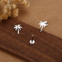 Sterling Silver Palm Tree 16 G Flat Back Earrings, thumbnail 2 of 11