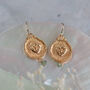 Helios Sun Coin Gold Drop Earrings, thumbnail 4 of 8