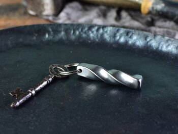 Twisted Iron Bar Forged Keyring Blacksmtih Made, 2 of 10