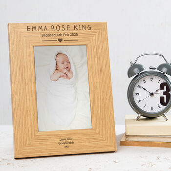 Personalised Engraved Baby Boy Christening Photo Frame, 3 of 7