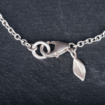 Sterling Silver Three Leaf Drop Necklace, 3 of 5