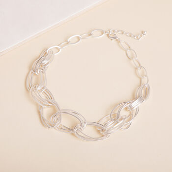 Silver Colour Multi Ring Linked Oval Hoop Necklace, 5 of 5