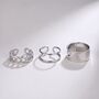 Three Piece Adjustable Wide Band Cuff Ring Set, thumbnail 1 of 6