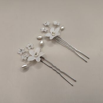Pearl Flower Bridal Hair Pins Set Of Two, 11 of 12