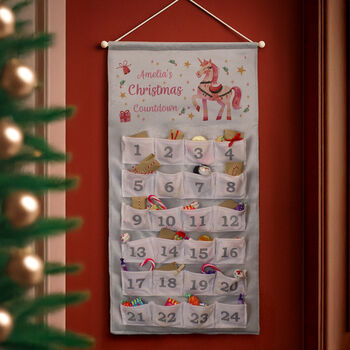 Personalised Hanging Advent Calendar Unicorn Design, 5 of 6