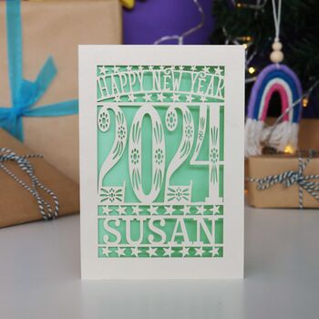 Personalised Papercut Happy New Year Card, 3 of 12