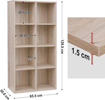 Bookcase Floor Standing Storage Unit Wooden Bookshelf, 11 of 12