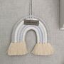 Personalised Rainbow Macrame, Grey Nursery Wall Hanging, thumbnail 8 of 11