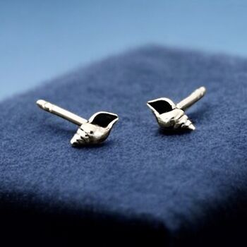 Sterling Silver Seashell Stud Earrings, 2 of 7