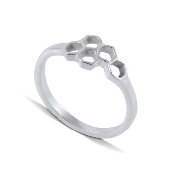 Honey Comb Ring In Sterling Silver, 2 of 3