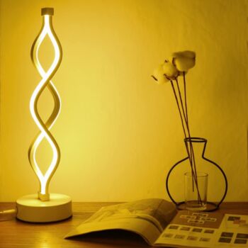 White Twist Wave LED Table Lamp, 7 of 9