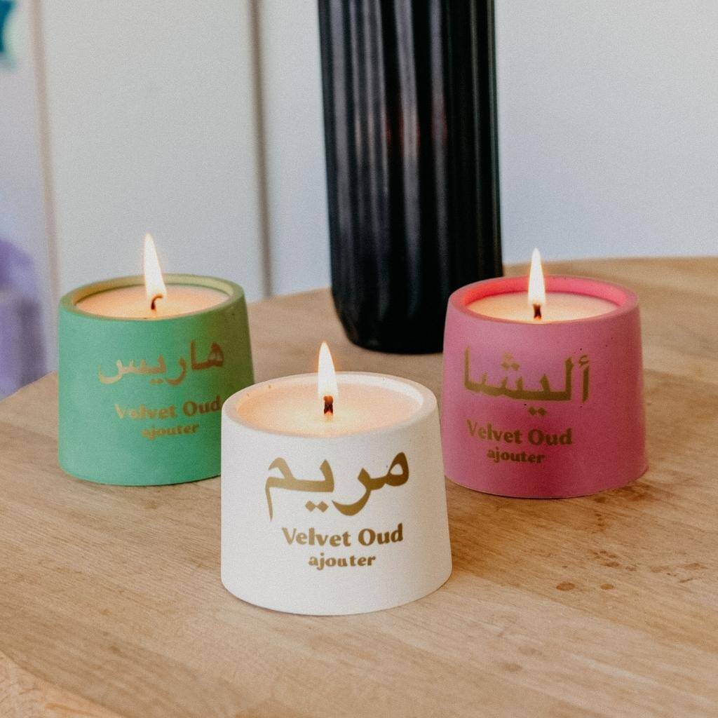 Eid Ramadan Arabic Personalised Name Candle, 1 of 4