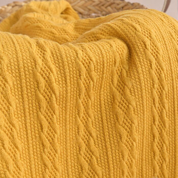 Personalised Knitted Mustard Baby Blanket, 3 of 8