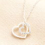 Sterling Silver Interlocking Crystal Heart Pendant Necklace, thumbnail 1 of 4