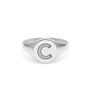 Personalised Facett Initial Silver Round Signet Ring, thumbnail 5 of 7