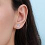 Sterling Silver Moonstone Trio Stud Earrings, thumbnail 3 of 12