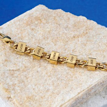 18k Gold Personalised Charm Necklace On Cuban Chain, 6 of 12