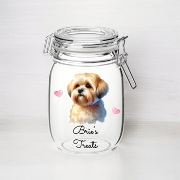 Personalised Thasa Apso Kilner Style Dog Treat Jar, 2 of 2