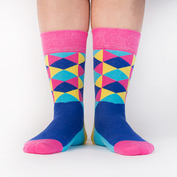 Geometric Cotton Socks Inspired By David Hockney, 5 of 7