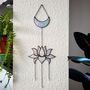Moon And Lotus Flower Glass Wall Hanging, thumbnail 2 of 9
