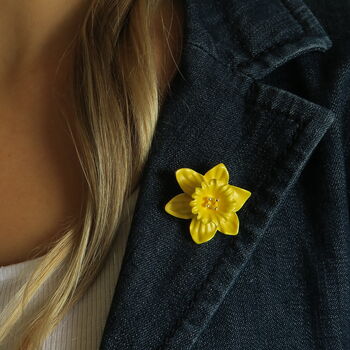 Yellow Daffodil March Birth Flower Brooch, 2 of 4
