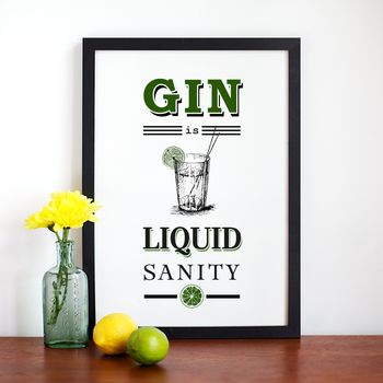 'Gin Is Liquid Sanity' Gin Print, 2 of 3
