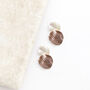 Hammered Textured Two Tone Brown Double Disc Earrings, thumbnail 2 of 3