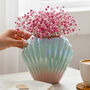 Iridescent Blue And Pink Sea Shell Flower Vase, thumbnail 1 of 7