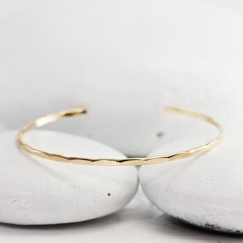 Thin Hammered Cuff Set In 14k Gold Filled, 5 of 6