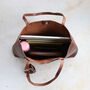 Soft Leather Tote Bag With Tassel, Brown, thumbnail 3 of 5