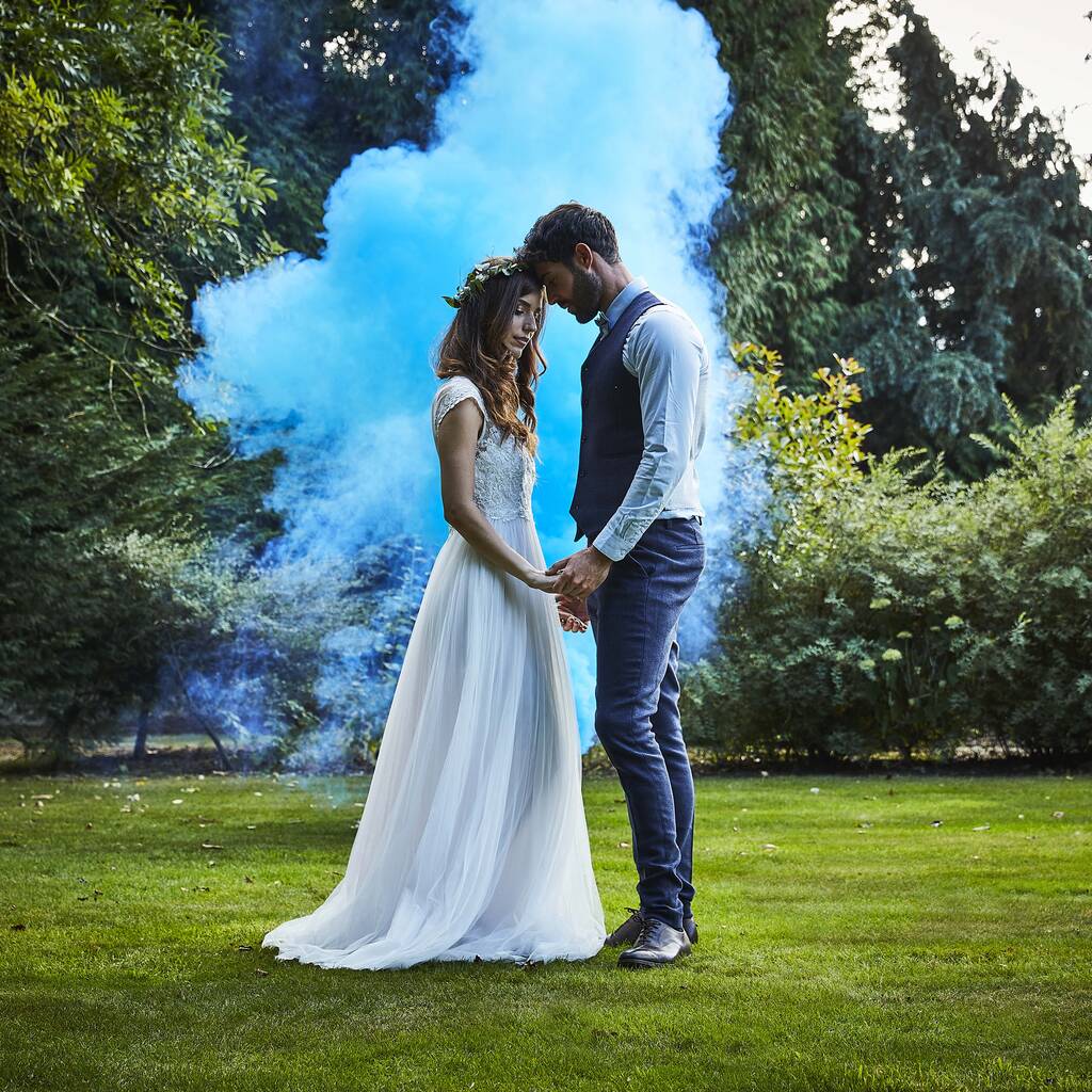 Blue Wedding Smoke Bomb, 1 of 2